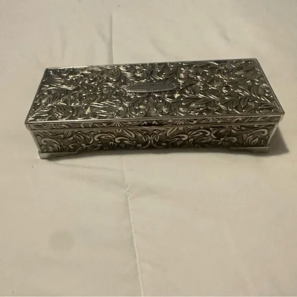 Vtg Godinger Silver 1992 Velvet-Lined Jewelry Box 9x4x2Quiet Luxury Decor